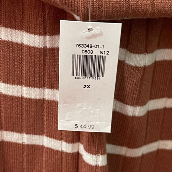 OLD NAVY Long-Sleeve Waist-Defined Rib-Knit Striped Midi Sweater Dress, Size 2X - Picture 8 of 9